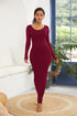 round-neck-long-sleeve-maxi-wrap-dress Sophia's Trends - Sophia's Style-Burgundy-S